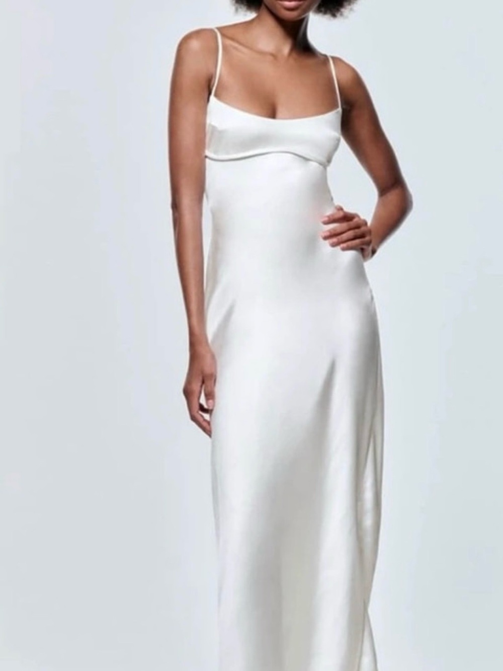 Zara Cream Slip Dress with Spaghetti Straps